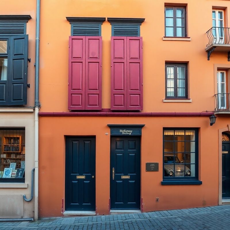 Restored ochre-plastered Sibiu merchant building with coral shutters